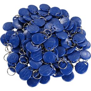 UHPPOTE Proximity 125KHz RFID EM-ID Card Keyfob for Door Access Control - Read Only - Color Blue - 100 Pack