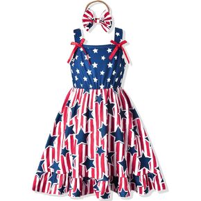 fioukiay Toddler Girls 4th of July Dress Clothes Outfits
