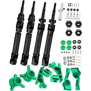 Upgrades Part for 1/10 Slash/Rustler/Stampede/Hoss 4x4 VXL 4wd,Stainless Steel Rear Front Drive Shaft CVD & Steering Blocks Caster Blocks C-Hubs Stub Axle Carriers,Wheel Hex,Green