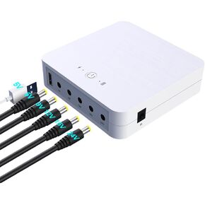 Mini UPS Uninterrupted Power Supply 8000mAh 28Wh Lithium ion Backup Battery with DC 24V 15V 12V/9V/5V Output for Wireless Router, Modem, LED Light, CCTV Camera, Smartphone More Support Solar