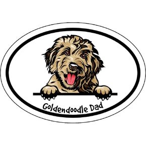 WickedGoodz Oval Goldendoodle Dad Decal - Dog Breed Bumper Sticker - for Laptops Tumblers Windows Cars Trucks Walls