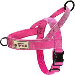 No Pull Dog Harness for Medium Large Dog, Reflective Escape Proof Adjustable No Pulling Dog Harness, Dog Harness Pink L