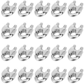 20 PCS 5/16 Inch M8 Wire Rope Cable Clip Clamp, U Bolt Saddle Fastener, 304 Stainless Steel Wire Rope Clamp, Heavy Duty Metal Wire Rope Clip for Rigging, Fixed Load