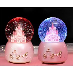 Castle Snow Globe Music Box Light Up Musical Christmas Snow House Automatic Snowfall Rotating Crystal Sphere for Women Girls Birthday Gift Home Decor