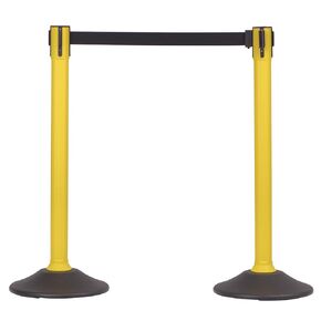 US Weight Crowd Control barriers- Sentry Stanchion with Retractable Belt Barrier– Easy Connect Assembly (2-Pack) Crowd Control Stanchions - Chevron Yellow/Black