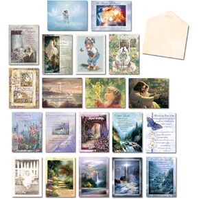 Leanin' Tree, Thoughts & Prayers, Christian Greeting Cards, Scripture, Greeting Cards Assortment Box, All Occasion Cards (20 Cards, 22 Envelopes)