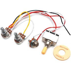 SAPHUE Guitar Wiring Harness Set Prewired 500K Pots 3 Way Toggle Switch Wiring Harness Kit with 6.35 Output for Electric Guitar
