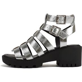 Soda “Rebirth" ~ Women Open Toe Fisherman Multi Strap Velcro Buckle Lug Sole Low Block Heeled Sandals
