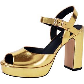 Women's Terrace Open Toe Double Strap Heels Adjustable Ankle Strap Fashion Chunky Heel Sandals