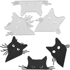 3 Pieces Cat Metal Cutting Dies, Cats Head Cutting Dies Cats Craft Die Cuts Embossing Template Cute Animal Die Cuts for Scrapbooking and Card Making Birthday Christmas Halloween