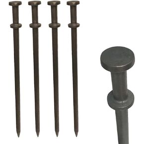 Double Head Tent Stakes - Heavy Duty Steel Tent Stakes, Versatile Ground Spikes to Anchor Commercial Inflatables, Party Tents, and Outdoor Camping Shelters, 1 x 36 Inch, 4-Pack