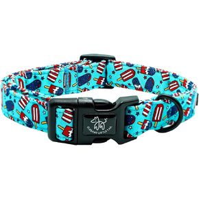 Elegant little tail Independence Day Dog Collar, Holiday Pet Collar Patriotic Durable Dog Collar Cotton Soft Pet Gift Plastic Buckle Adjustable Dog Collar for Small Medium Large Dog