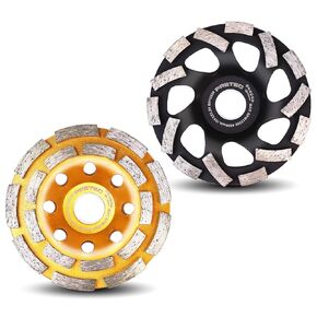 4 1/2 inch Concrete Grinding Wheel, 2 Packs 14-Segment Turbo Row & 18-Segment Double Row Grinder Wheel Grinder Disc for Polishing and Cleaning Concrete Surface, Cement, Marble, Granite