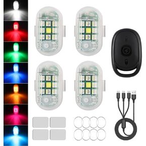 مصابيح LED لاسلكية عالية السطوع من UHONSN مع جهاز تحكم عن بعد LED مضاد للتصادم وامض ضوء تحذير للدراجات النارية والدراجة بدون طيار والسيارة الصغيرة والضوء الخلفي للطوارئ 7 ألوان 4 قطع in Kuwait