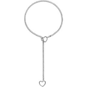 Heart O-ring Slip Chain Necklace For Women Stainless Steel Punk Gothic Cuban Necklace Jewelry Adjustable Y-Necklace