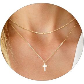 Sewyer Dainty Layered Necklaces for Women Silver Trendy Layering Necklace Snake Paperclip Figaro Chain Layered Necklace Set Everyday Jewelry Gift