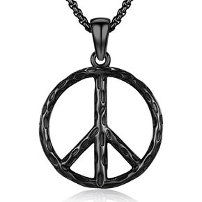 Peace Sign Necklace Men Women 925 Sterling Silver Peace Sign Pendant Necklace with Peace Symbol for Women Girls Birthday Mother's Day