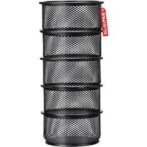 grwanpen®5 packs Stackable Desk Mesh Holder Sturdy Desk Holder Container for Desk Mesh Paper Clip Organizer Black