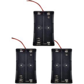 حامل بطارية 18650 مع حزمة أسلاك، 3 قطع من صناديق تخزين البطاريات DIY، حامل بطارية 18650 لشحن 2 خلية، فتحتان في علبة بطاريات بلاستيكية سوداء متوازية مع دبوس in Kuwait