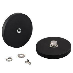MUTUACTOR Strong Pot Magnets Heavy Duty,1/4-20 Female Threaded Stud Rubber Coated Magnet Base,Dia.2.59" Permanent Neodymium Rare Earth Magnets for Electric Equipements Camera Light Bar Iron Tools
