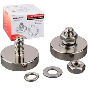 MUTUACTOR Neodymium Magnets with Bolts,Magnetic Mount Permanent Rare Earth Round Magnets Heavy Duty,2 Pack Anti-Broken Magnets with M8 Male Thread Stud for Refrigerator Pegboard Lighting Garage Tools