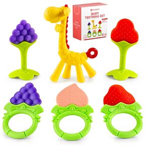6-Pack Baby Teething Toys | Newborn Teether Set | Food Grade Silicone | Freezer Safe | Soothing & Calming | BPA-Free | Frozen Teething Toys for Babies 0-6 Months | Baby Essentials