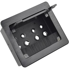 Tabletop Brush Cable Management Connectivity Box with 8 Grommet Holes for Conference Office (Black)