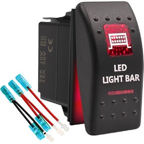 5 دبوس أضواء خلفية مضادة للماء مفتاح الروك - تشغيل/إيقاف أحمر 2 مصباح LED - 12 فولت 20 أمبير 24 فولت 10 أمبير، للسيارات والمركبات والقوارب البحرية والشاحنات والمقطورات 4 × 4 قوافل RVs SUV ATV UTV والمزيد