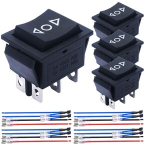 4 قطع مؤقتة قطبية المحرك العكسي الروك التبديل DC 20A 12V DPDT 6 دبوس 3 موقف ON / OFF / ON مفتاح التحكم في المحرك AC 110V-220V إعادة تعيين تلقائي قارب الروك تبديل التبديل مع أسلاك العبور