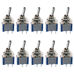 ESUPPORT On/Off Mini Miniature Toggle Switch Car Dash Dashboard SPST 2Pin Blue Pack of 10