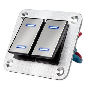 Waterproof Toggle Switch Panel 8 Gang Aluminum Rocker Switch Panel 12V/24V On-Off 3 Pin Switch Panel Green LED Light Pre-Wired Switch Panel for Marine Boat Automotive Car RV Truck Jeeps UTV Vehicles