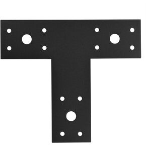 8 PCS Black Flat Tee Mending Plate, T Flat Repair Tie Plate, Strong Strap Steel Metal Multiple Holes Corner Brace for Wood, Furniture, Lumber Timber Connector, Thickness 2mm