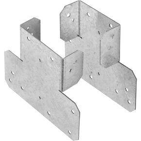 4Pcs (2 Sets) T Shaped Post to Beam Connector Roof Tie Bracket, Adjustable Post Cap for 4 x 4 Post, Galvanized Steel Truss Header Hanger Support, Timber Joist Anchor Connector, Thickness 16 Gauge