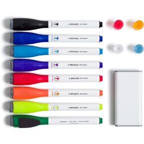U Brands Magnetic Board Accessory Set, Includes Dry Erase Markers, Easy Grab Magnets, Eraser, 13 Pieces
