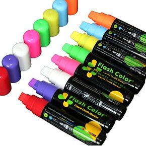 Chris-Wang 10MM Jumbo Tips Liquid Chalk Markers, Eraseable Vibrant Colors, Child Friendly, Use On Windows/Mirrors/LED Writing Board/Whiteboard/Chalkboard Labels - 8 Pack