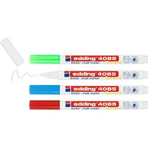 edding 4085 chalk marker - black - 1 chalk pen - round nib 1-2 mm - fine-nib wet wipe pen for chalkboards, windows, glass, mirrors - liquid chalk marker pens for opaque coverage