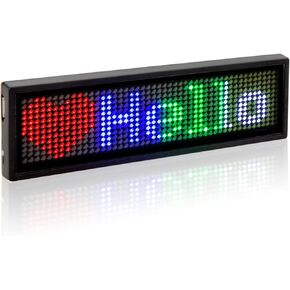 Bluetooth Led Name Badge, Wireless Rechargeable LED Name Tag Scrolling Message Display Programmable LED Signs with Magnet and Pin(Mixcolor)