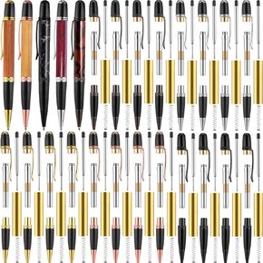 Colarr 20 Pack Woodturning Pen Kit Twist Ballpoint Pen Kit with Refill Copper for DIY Classroom Supplies Teacher Student Friends Gift