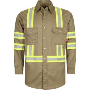 TICOMELA FR Shirts for Men High Visibility/Hi Vis Flame Resistant/Fire Retardant Shirt 6.5oz Men's Welding Shirts