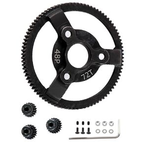 #45 Steel Spur Gear 48P 83T Transmission Gears with 19T/20T/21T Pinions Gear Sets Upgrades Part for 1/10 Rustler,Slash 2wd,Stampede,Telluride RC Car,Black