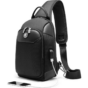Sling Bag For Men Crossbody Bags Men’s Shoulder Backpack With Charging Port Travel Hiking Chest Bag Sling Daypack