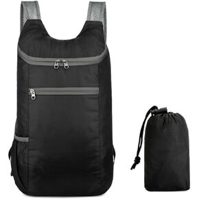 Foldable Backpack,20L Lightweight Waterproof Travel Hiking Backpack for Outdoor Sports Camping Daypack Bag (Black)