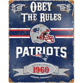 Party Animal NFL New England Patriots Embossed Metal Sign