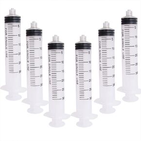 6 pcs 30ML/CC Plastic Syringe Disposable Individual Sealed Wrap Without Needle with Measurement for Scientific Feeding Pets Labs Watering Dispensing