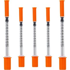 0.5ml Syringe with 31Ga 1/2 Inch Needles, Sterile Individual Packaging for Lab Supplies, Pack of 100