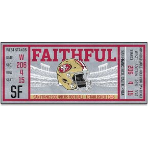 FANMATS 23136 San Francisco 49ers Ticket Design Runner Rug - 30in. x 72in. | Sports Fan Area Rug, Home Decor Rug and Tailgating Mat