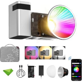 Zhiyun X60 RGB Combo LED Video Light, Bi-Color CCT 2700-6500K,CRI≈95 TLCI≈98, APP Control Continuous Lighting for Photography, Studio Video Lighting, YouTube, Vlog, Live Stream, etc (ZY Mount)