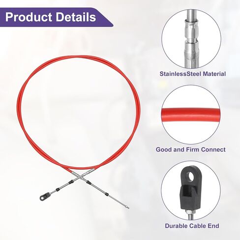 ACROPIX Universal 300cm 10FT 33C/3300 Marine Boat Throttle Shift Control Cable Red with Fastening Head for Yamaha Outboard Engine - Pack of 2 in Saudi Arabia