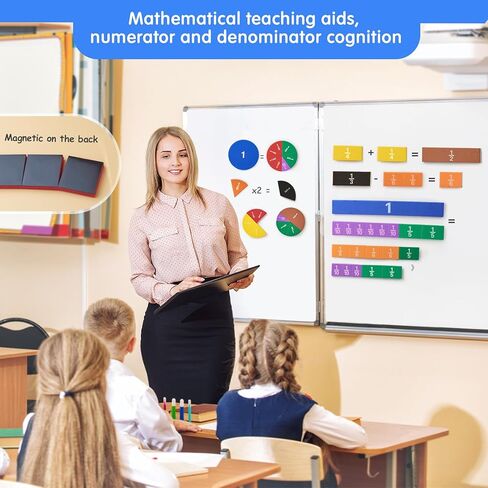 بلاط الكسور المغناطيسي لألعاب الفصول الدراسية للرياضيات للأطفال. وسائل تعليمية واقفة للفصول الدراسية الابتدائية. تساعد الأطفال على تعلم الكسور (R + مستطيلة) in Kuwait
