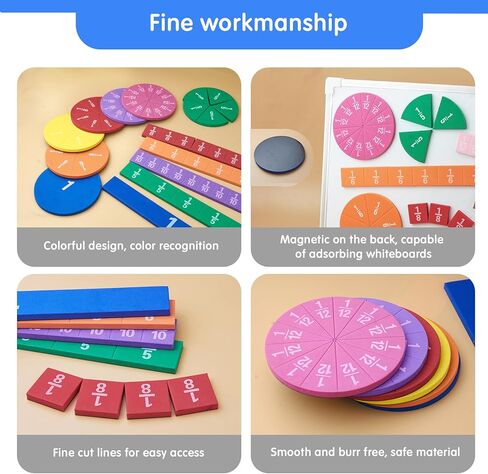 بلاط الكسور المغناطيسي لألعاب الفصول الدراسية للرياضيات للأطفال. وسائل تعليمية واقفة للفصول الدراسية الابتدائية. تساعد الأطفال على تعلم الكسور (R + مستطيلة) in Kuwait